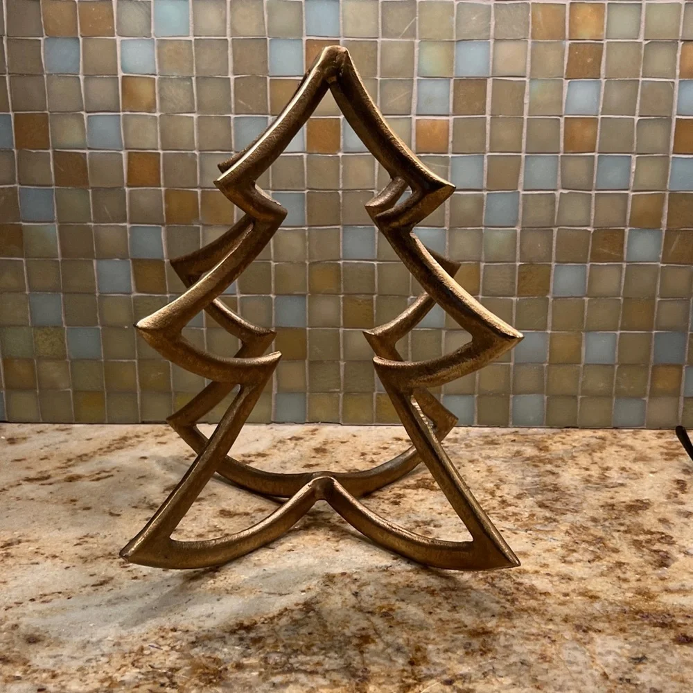West Elm 3D Gold Metal Christmas Tree Decoration centerpiece